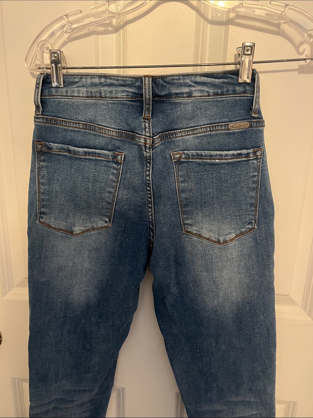 Like New! KanCan Light Blue Skinny Jeans with Pearl Studs - Picture 6 of 9